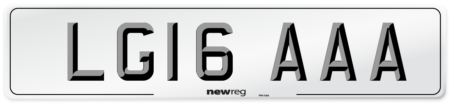 LG16 AAA Number Plate from New Reg